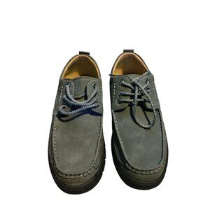 Men's Dress Split Leather Shoes Outdoor Handmade Lace Up Casual Size 9.5 Gray